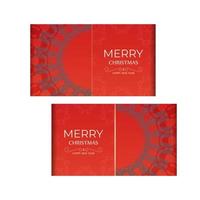 Red Merry Christmas Greeting Card with Luxurious Burgundy Ornament vector