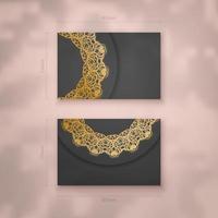 Presentable business card in black with luxurious gold ornaments for your contacts. vector