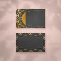 Business card template in black color with luxury gold pattern for your brand. vector