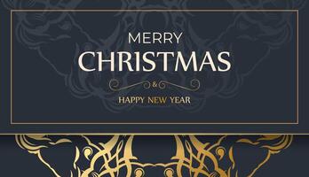 Christmas card with golden deer on dark background vector