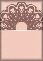 Greeting card in pink color with an abstract pattern for your design. vector