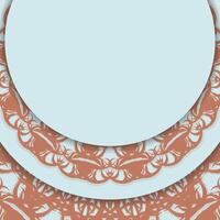 Aquamarine color flyer with luxury coral pattern for your design. vector
