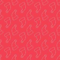 Christmas seamless pattern. White Santa Claus hat. Winter knitted cap. Cute doodle simplicity style.Isolated repeat wallpaper on a red background. vector