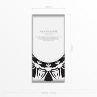 Black and white business card template with a floral pattern vector