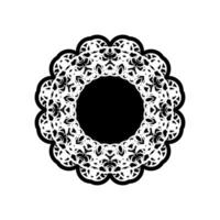 A black and white circular lace pattern vector