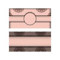 Two pink and brown banners with lace patterns vector