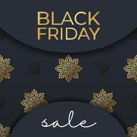 Baner Template For Black Friday In Dark Blue With Greek Gold Pattern vector