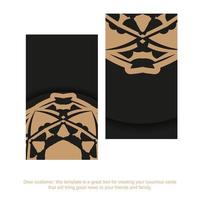 Business card template in black with light brown luxury pattern vector