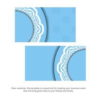 A blue and white business card with a circular design vector