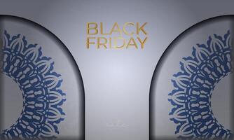 Black friday background with a blue and white pattern vector