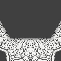 This brochure is printed in black with a vintage white pattern. vector