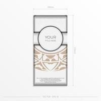 Luxurious Template for print design postcards White colors with patterns. Vector Preparation of invitation card with place for your text and abstract ornament.