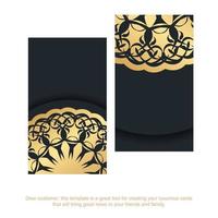 Black business card with vintage brown pattern for your business. vector