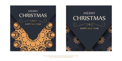 Christmas card template with a black and gold design vector