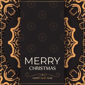 Postcard template Merry Christmas and Happy New Year white color with winter pattern. vector