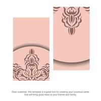 Pink color brochure with vintage pattern for your congratulations. vector