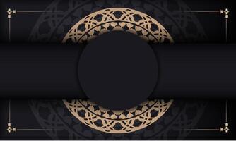 Baner in black with a luxurious brown pattern and a place under the logo vector