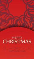 tarjeta de felicitación de feliz navidad roja con adorno burdeos vintage vector