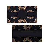 Black postcard with brown abstract pattern vector