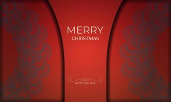 Template Greeting card Happy New Year Red color with winter burgundy ornament vector