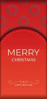 Greeting card template Merry Christmas and Happy New Year Red color with winter burgundy pattern vector