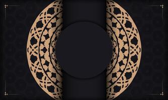 Baner in black with a luxurious brown pattern and a place for your logo vector