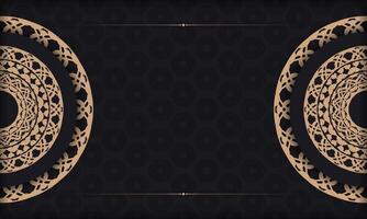 Baner in black with a luxurious brown pattern and a place under the logo vector
