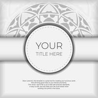 Luxurious Design of a postcard in White color with patterns. Invitation card design with space for your text and abstract ornament. vector