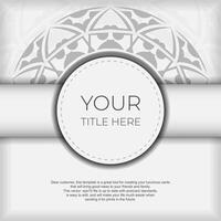 Luxurious Design of a postcard in White color with patterns. Invitation card design with space for your text and abstract ornament. vector