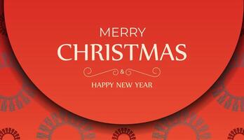 Merry Christmas Red Color Greeting Flyer Template with Luxurious Burgundy Pattern vector
