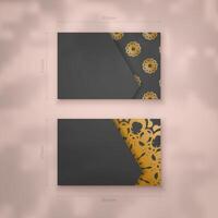 Black color business card template with gold mandala pattern for your personality. vector