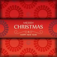 Greeting card for Merry Christmas and Happy New Year in Red with luxury burgundy pattern vector