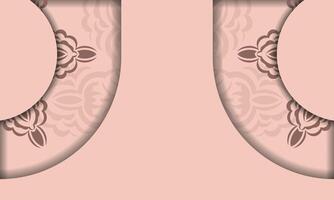 A pair of pink and brown lace curtains with a floral pattern vector