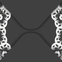 Black color brochure with abstract white pattern for your congratulations. vector