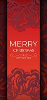 Red color merry christmas flyer with abstract burgundy pattern vector