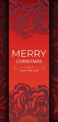 Red color merry christmas flyer with abstract burgundy pattern