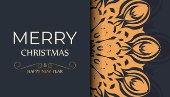 Christmas card with ornate pattern on dark background vector