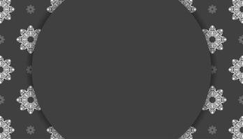 Baner of black color with a mandala with a white pattern and a place under the logo vector