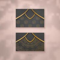 A presentable business card in black with an abstract gold pattern for your contacts. vector