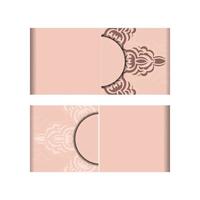 Pink color card with abstract ornament for your design. vector