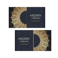 Template greeting card Happy New Year in dark blue color with luxurious gold ornaments vector