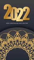 Happy new year 2021 with gold ornament on a black background vector