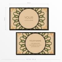 Vector Template for print design of business cards in beige color with luxury ornaments. Preparing business cards with a place for your text and abstract patterns.