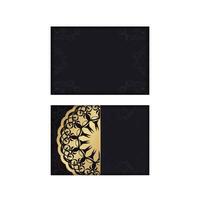 Black greeting card with Indian brown pattern for your congratulations. vector