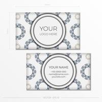 Print-ready white business card design with patterns. Business card template with place for your text and abstract ornament. vector