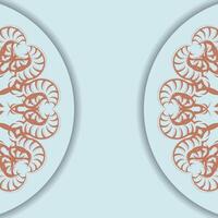 This aquamarine card with a coral mandala is ready for printing. vector