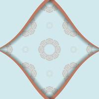 Aquamarine greeting card with Greek coral ornament for your design. vector