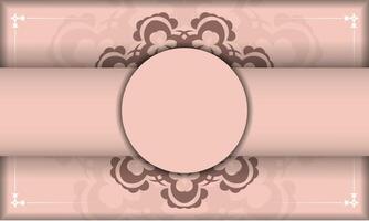 A pink background with a circular frame and a brown border vector