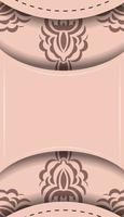 una postal rosa con lujosa ornamentación preparada para tipografía. vector
