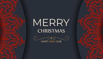plantilla de vector de feliz navidad para diseño de tarjeta de felicitación imprimible en color gris con patrones de invierno. cartel de cocina feliz año nuevo y adorno rojo.